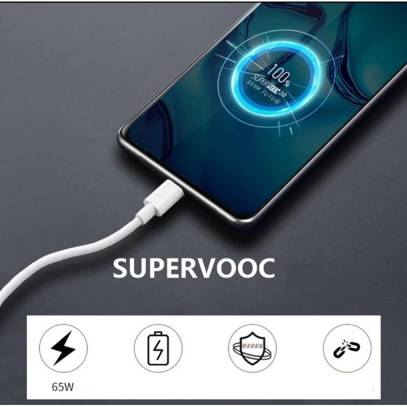 Casan Charger Charging Charge Super Fast Flash Adapter Kabel Oppo Realme 65W Vooc USB To TypeC Micro