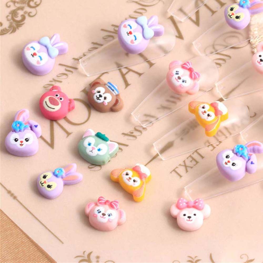 MXBEAUTY 10Pcs/bag Cartoon Nail Accessories Lovely Cute Nail Ornaments 3D Nail Art Decorations Rabbit Bunny Japanese Style Cute Phone Case Decoration Star Delu Cartoon Nail Jewelry