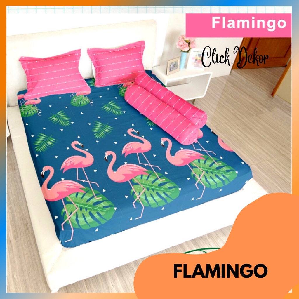 Sprei Lady Rose Queen - Sprei Queen ukuran 160x200 tinggi 25 cm Motif Falmingo -  Sprei Cantik Murah