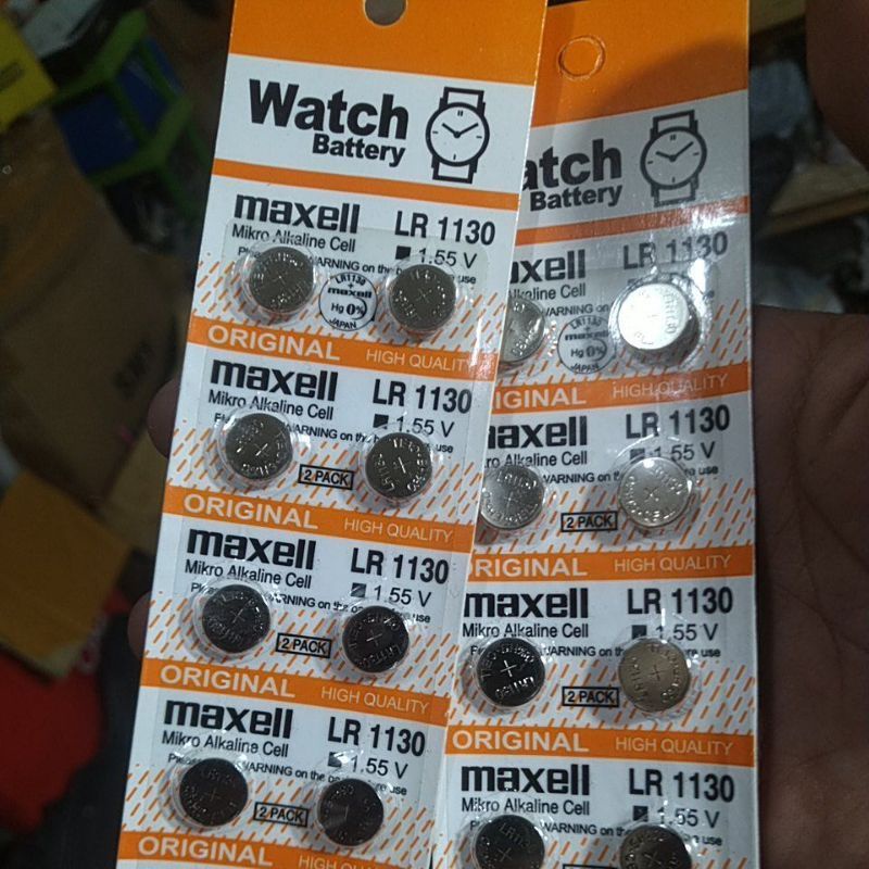 Battery Baterai Batere Maxell 1.55V LR1130 Kancing Batterai Jam Batery LR1130 Baterai Lilin LED