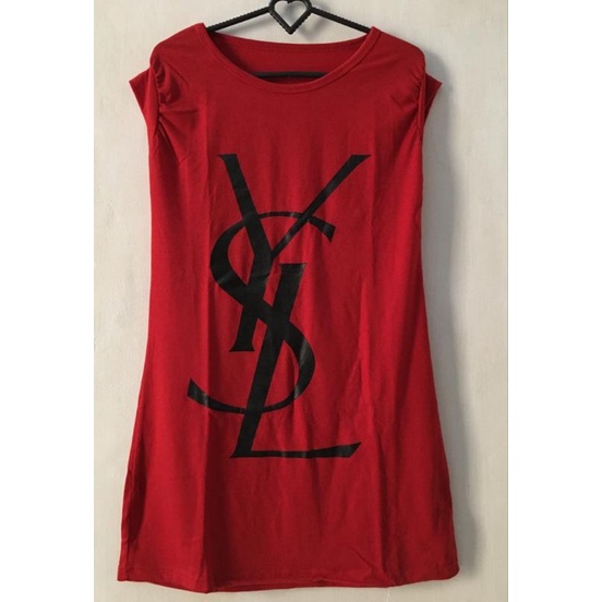 Kaos T-Shirt Dress YSL Merah