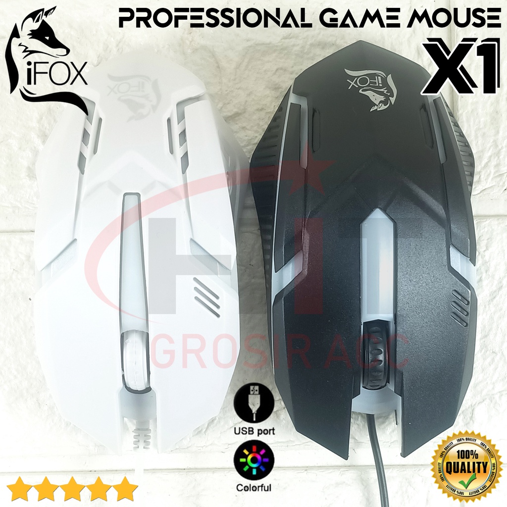 Mouse Kabel Gaming X1 IFOX LED Cable Mouse Game RGB Colorful 7 LED