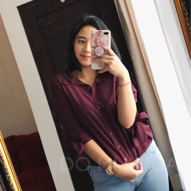 CINDY OVERSIZED SHIRT | kemeja wanita oversize lengan pendek bahan rayon-2