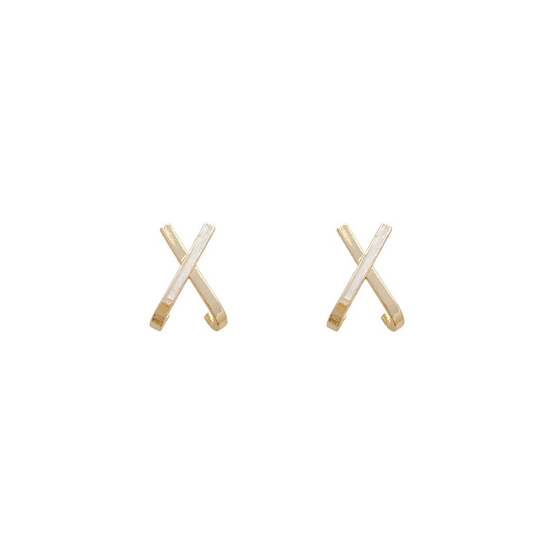 Anting Stud Desain Salib Bahan S925 Silver Needle Untuk Wanita