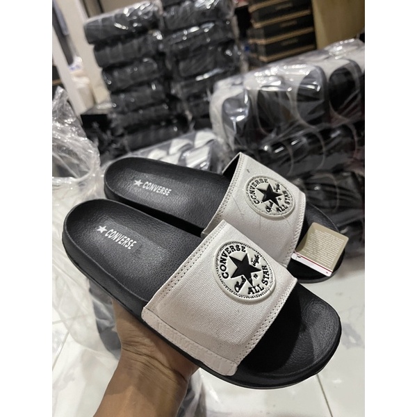 SANDAL PRIA WANITA SLOP|SLIDE CONVERSE BLACK WHITE FREE PAPERBACK