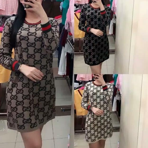 promo BAJU ATASAN TUNIK GUCCI ALLOVER 3 IMPORT / BAJU MUSLIM WANITA