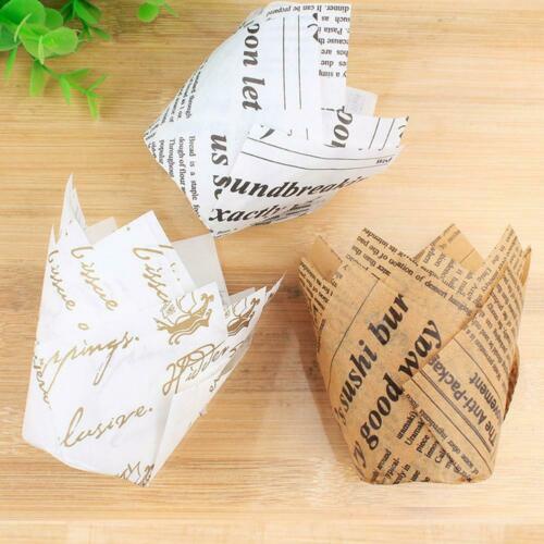 50Pcs Cupcake Wrapper Liners Muffin Cup Tulip Case Cake Baking Cups