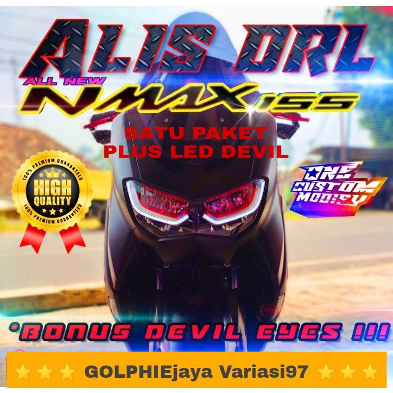 Paket lampu alis nmax new free devil led demon eyes satu set lampu alis drl nmax all new