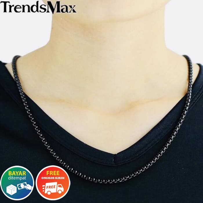 Kalung Rantai Titanium Pria Wanita Cowok Cowo Laki Laki Cewek Anti Karat Garansi Original