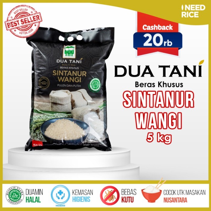 

978Eq1W Beras Dua Tani Pandan Wangi Sintanur 5 Kg WQ012