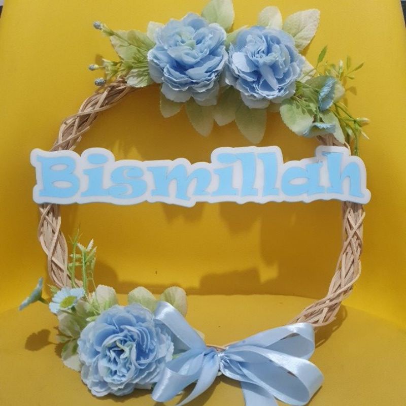 Flower Wreath/ Hiasan Dinding/Hiasan Pintu/ Ring Rotan Hias
