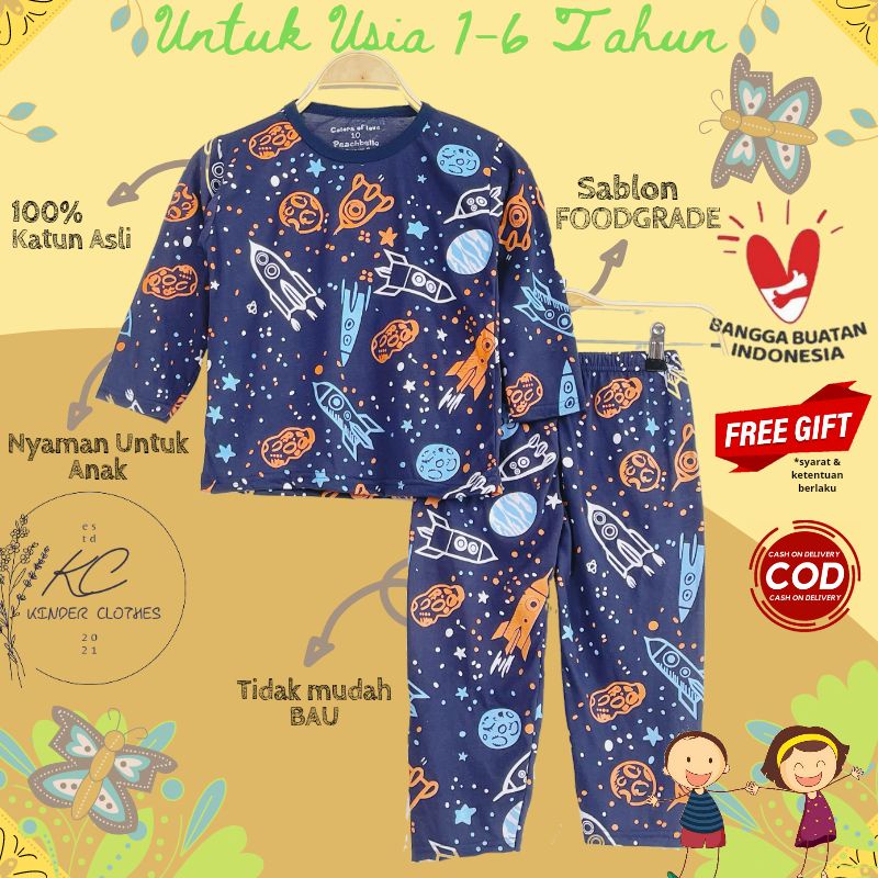 Kinder Clothes Setelan Baju Celana Anak Laki Laki  Pakaian Balita Cowok / Kaos Bayi Cowo / Piyama Li