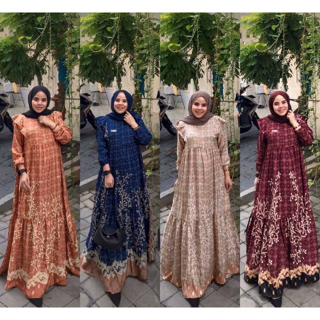 Ori Vina by Vavani Dress Ruvia COD (baju pakaian gamis perempuan wanita muslimah pesta kondangan)