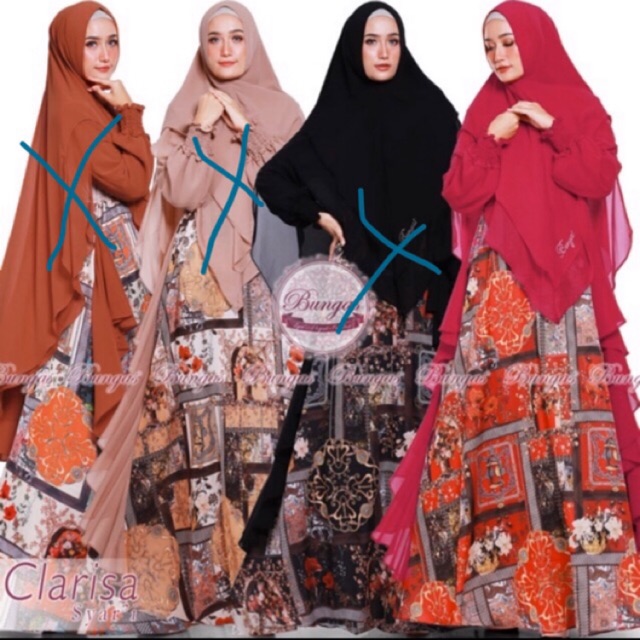 Clarissa syari/bungas/ori/baju gamis/gamis syari/hijab syari/ready
