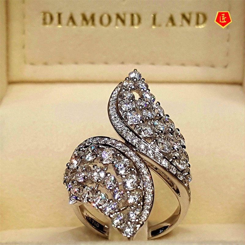 [Ready Stock]Fashion Luxury Angel Wings Diamond-Studded Ring