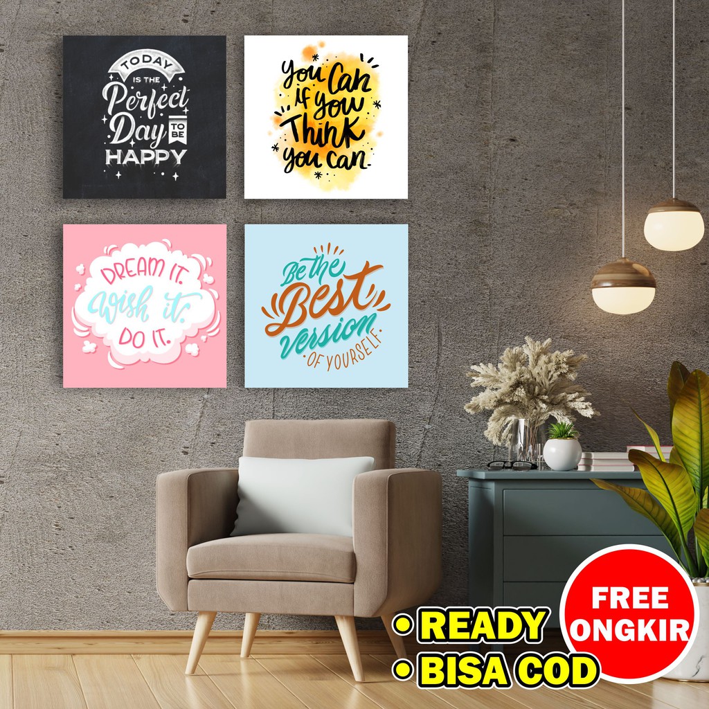 Dekorasi Kamar Rumah Ruangan Cafe Poster vinyl Quote Motivasi Hiasan Dinding Wall decor Cafe Vintage