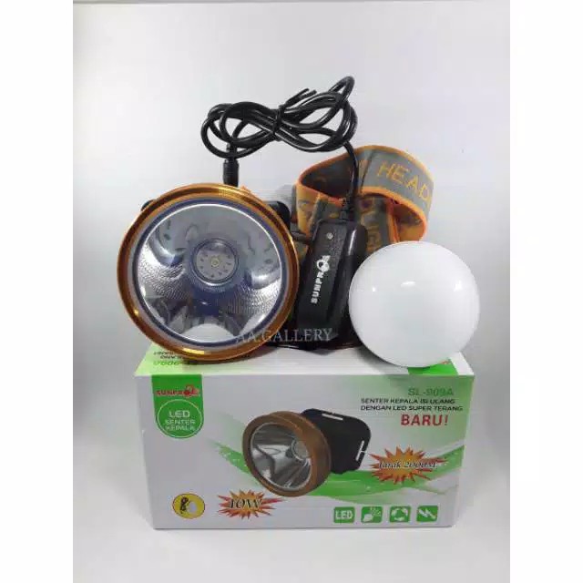 headlamp outdoor - Senter Kepala Cahaya Kuning free bohlam bisa carger ulang SUNPRO 10-15watt