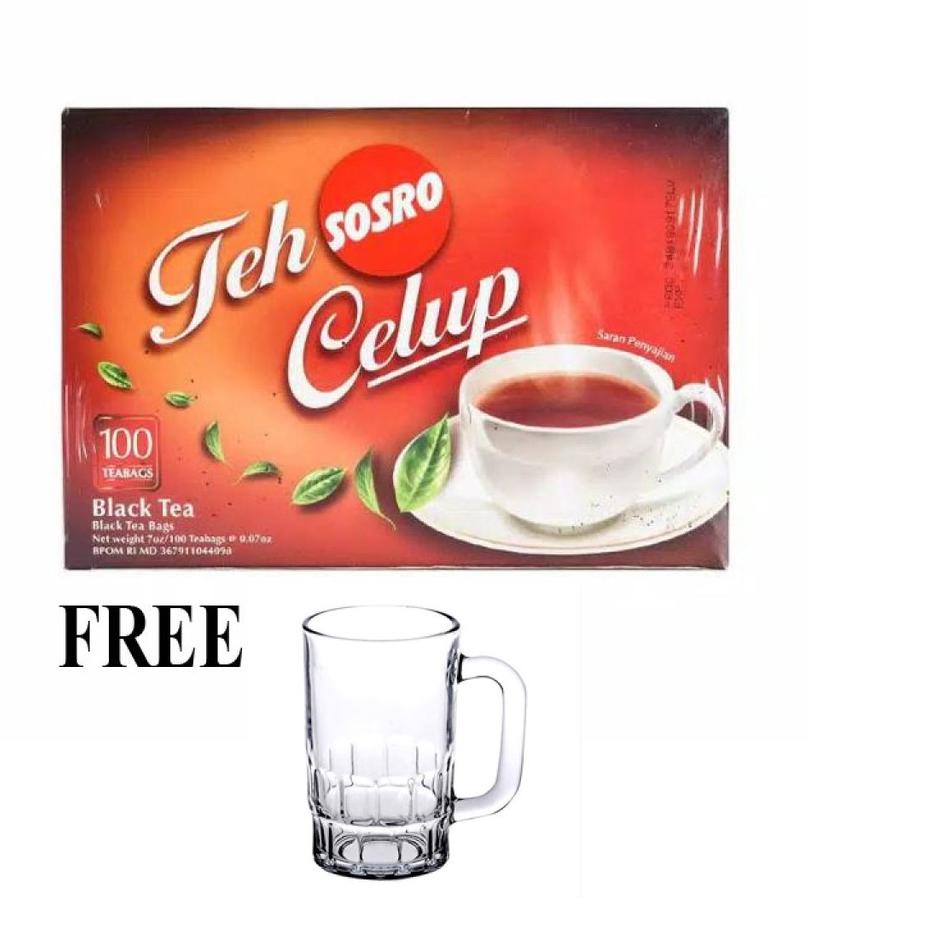 

«NEW» Sosro Black Tea Teh Celup [100 Bags/ 1 Box] - Free Gelas murah