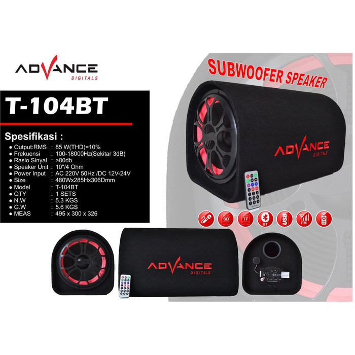 Speaker Aktif Advance T104BT 10inc Speker Bluetooth T-104BT 10 inchi