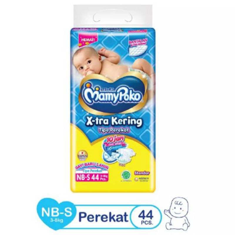 Mamypoko Perekat Xtra Kering Standar NB-S 44 | NB - S 44 | NBS44 | M40 |M 40 | Mamy Poko