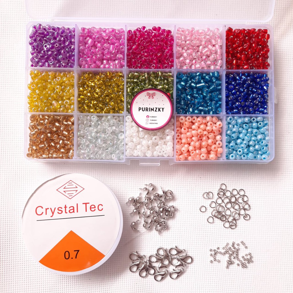 [PAKET] Manik manik pasir transparant/ bening / motepasir / beads glass 6/0