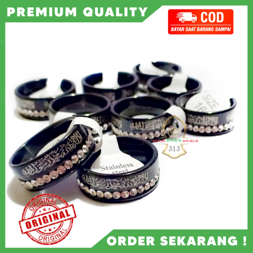 Cincin Tauhid Permata Emas Hitam / Cincin Tauhid Keren / Cincin Majelis