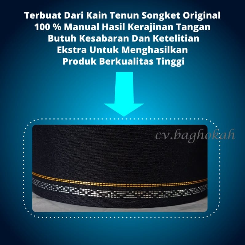 Peci Kopiah Songkok Dewasa Motif Tenun Warna Gold strip Silver