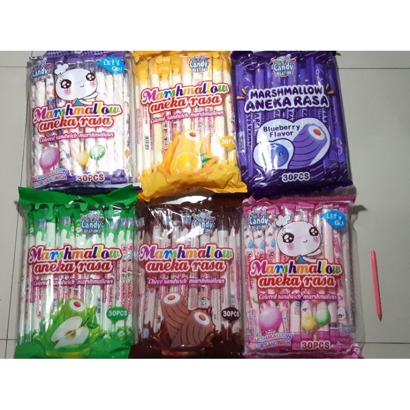 

Marshmallow Pilin Panjang dengan Saus Apel Bag 30 pcs