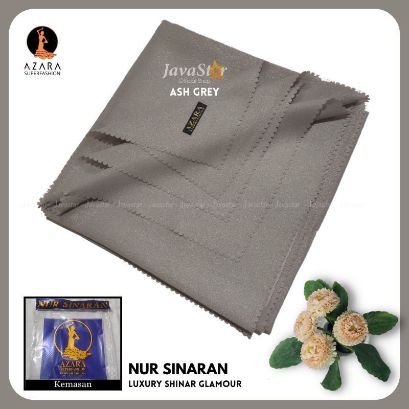 (GROSIR COD) Jilbab Azara luxury NUR sinar glamour Laser Cut kerudung hijab segiempat glowing-Ask Grey