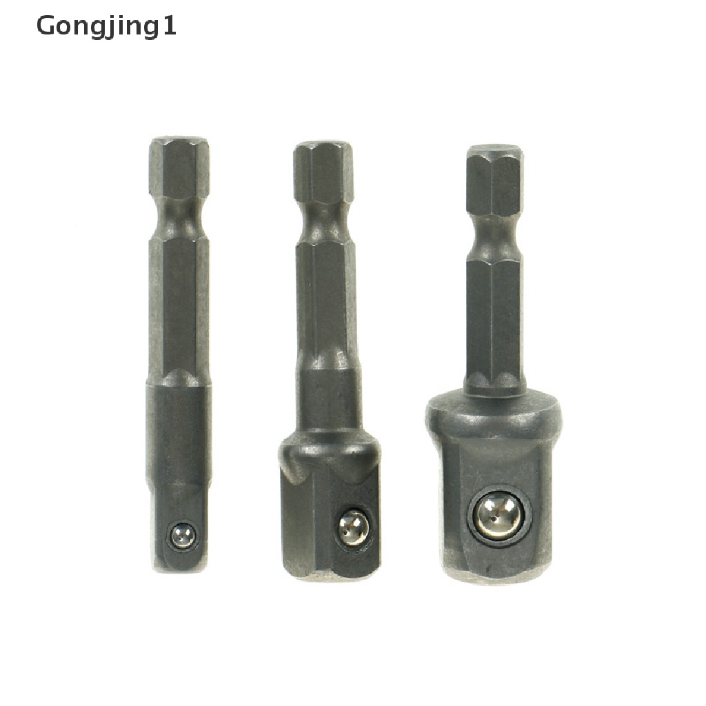 Gongjing1 3pcs / Set Adapter Mata Bor Hex Shank 1 / 4 &quot;3 / 8&quot; 1 / 2 &quot;