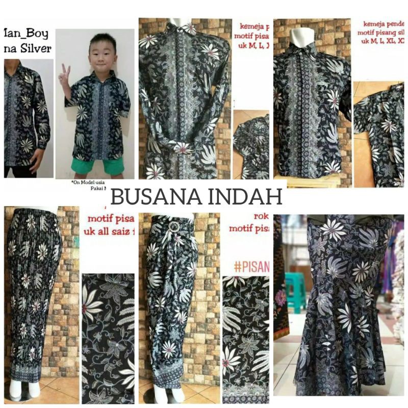 COUPLE BATIK / SERAGAMAN BATIK / BATIK KEBAYA MOTIF PISANG SILVER