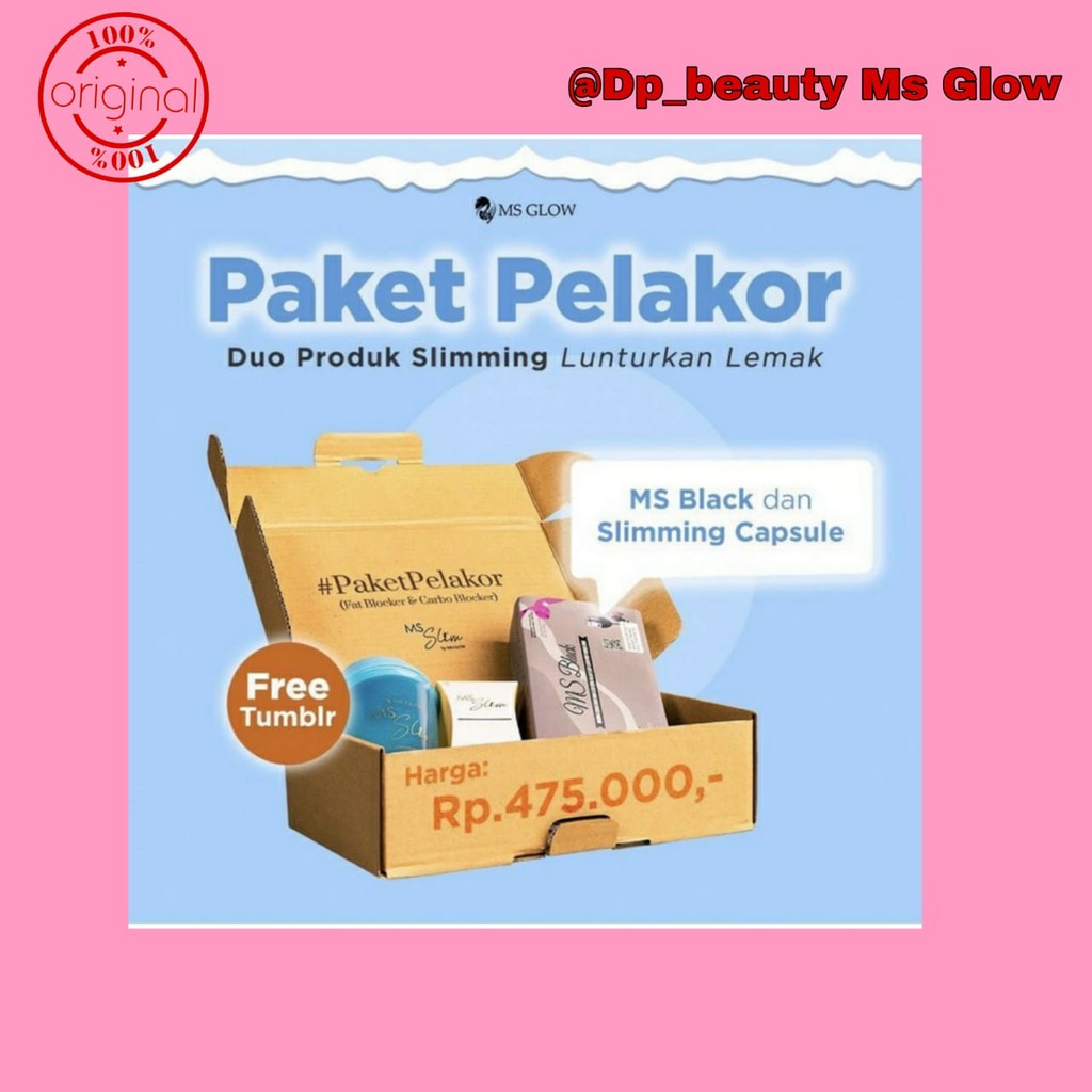 MS Glow Paket Pelakor MS Black dan Slimming Capsule