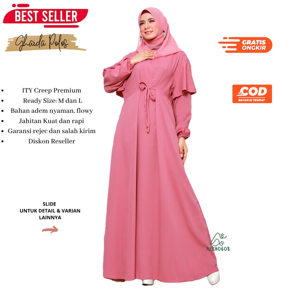 Gamis Lebaran Mewah Kondangan Undangan ITY Creepe Polos Premium Syar'i Baju Hari Raya Syari Terbaru 