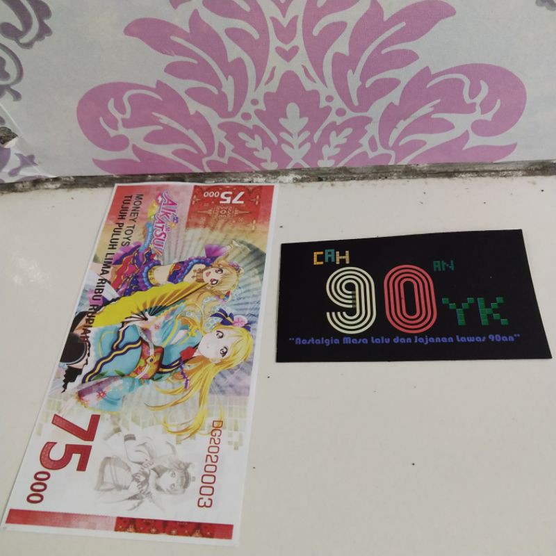 UANG UANGAN 75000 Rupiah Kartun 10pcs. MAINAN Anak 90an. MURAH.