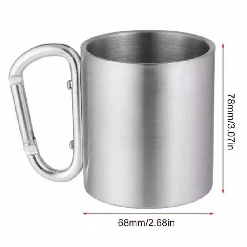 gelas carbiner stainless - gelas stainless 220ml - gelas coffe outdoor