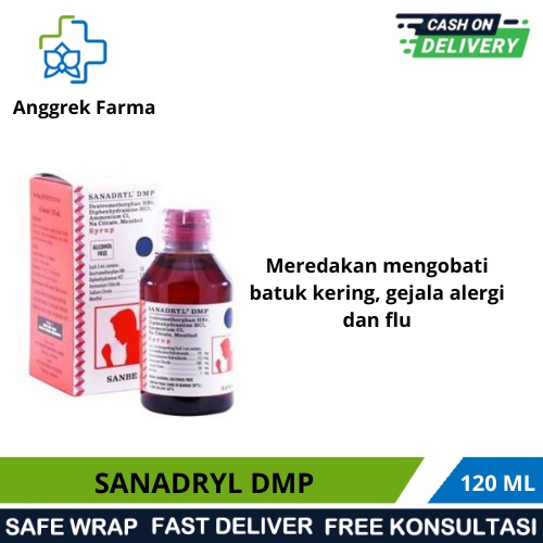 SANADRYL DMP 120 ML/OBAT BATUK KERING DEWASA/OBAT BATUK DEWASA SIRUP