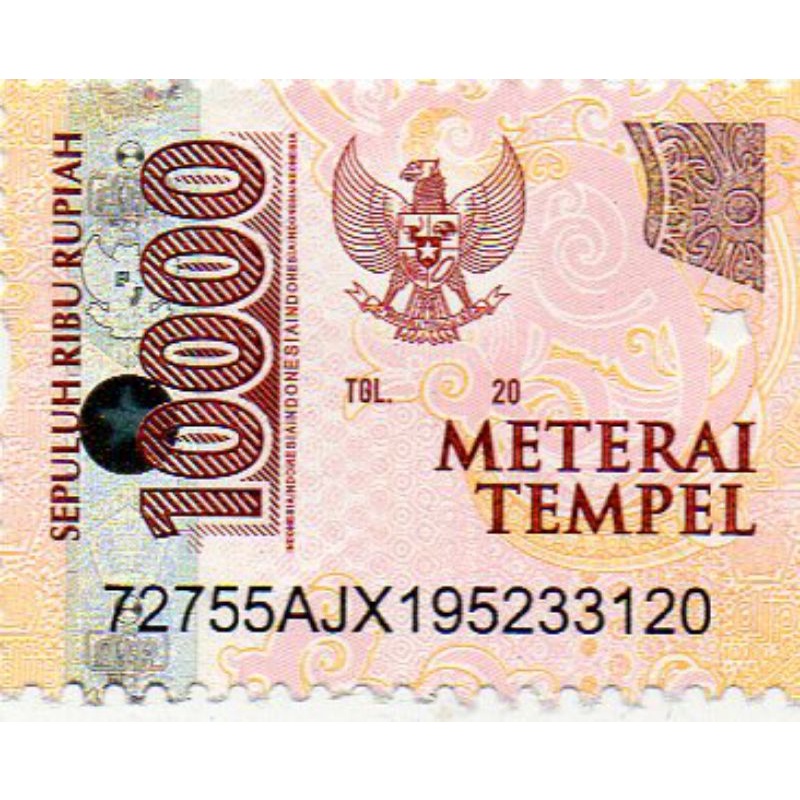 

Materai / Matrai Tempel 10000 Sepuluh Ribu Rupiah Republik Indonesia Terbaru