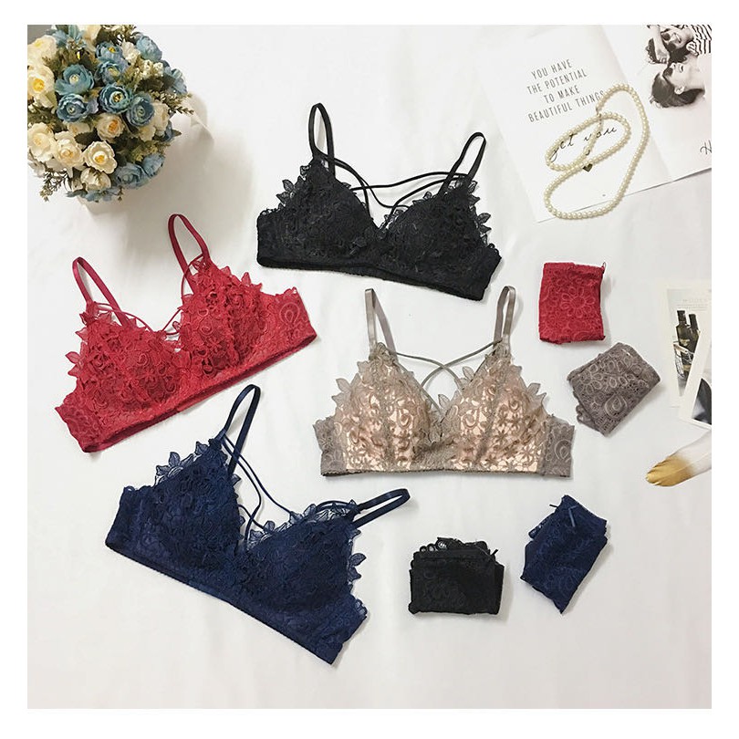 VS - Fashion BH hot bra BH Bahan Lace Tipis Sexy untuk Wanita bra one-piece push-up sexy renda B14