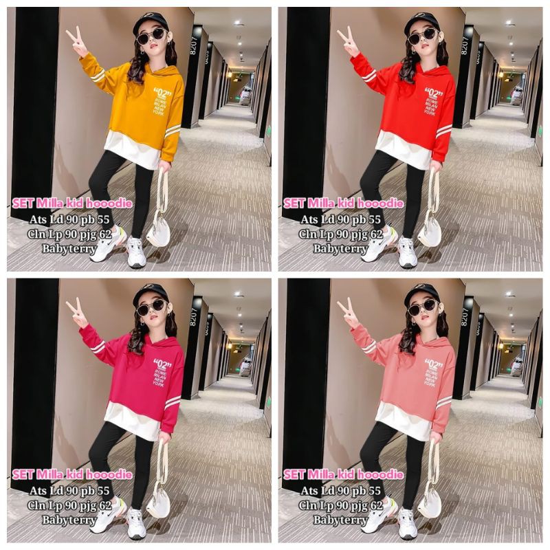 SET Milla kid hoodie 319 GA SETELAN HOODIE ANAK PEREMPUAN SET ANAK REMAJA CEWEK