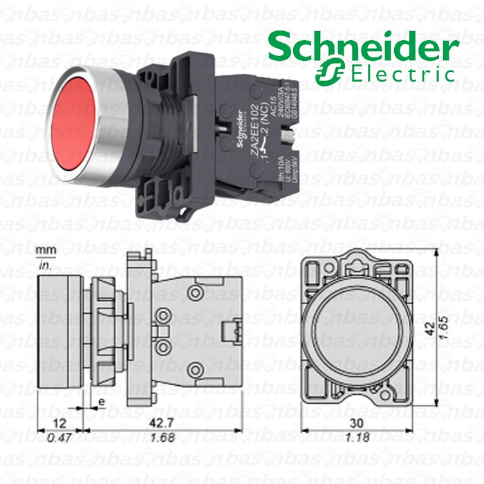 SCHNEIDER Harmony Easy XA2 Push Button IP54 - flush spring return