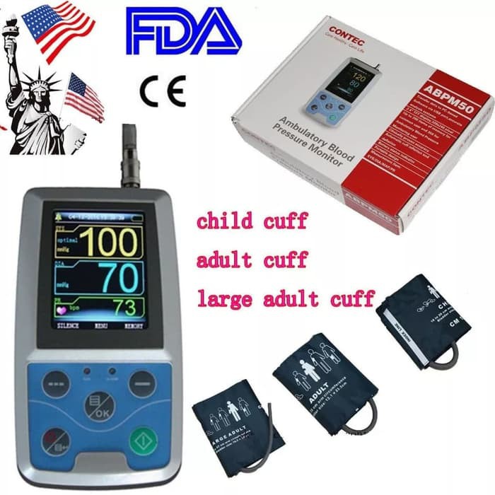 BEST Contec ABPM50 + 3 cuff 24 hours Ambulatory Blood Pressure Monitor TERBARU