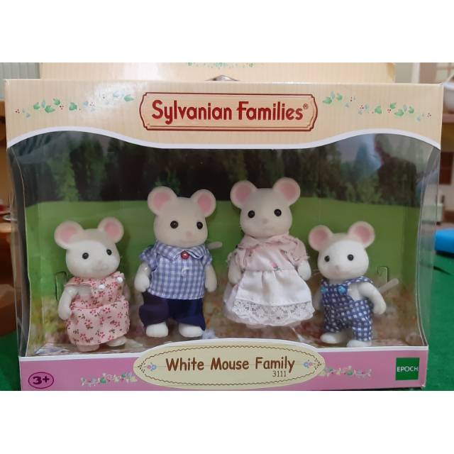 Sylvanian white mouse family preloved