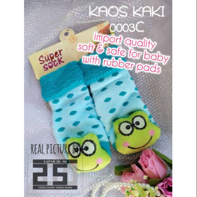 KAOS KAKI BAYI PEREMPUAN LAKI LAKI IMPORT TERMURAH MOTIF BONEKA LUCU 0003C BIRU MUDA ANAK BALITA