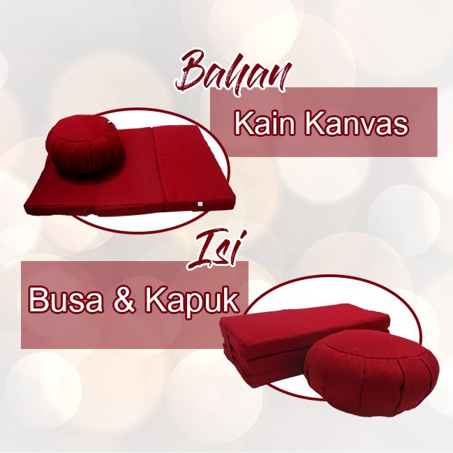 Matras / Bantal/Alas Meditasi Kombinasi Zabutton+ Zafu Red Maroon