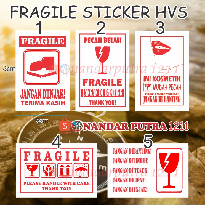 (100pcs)STIKER FRAGILE MURAH 5x8cm/Sticker fragile