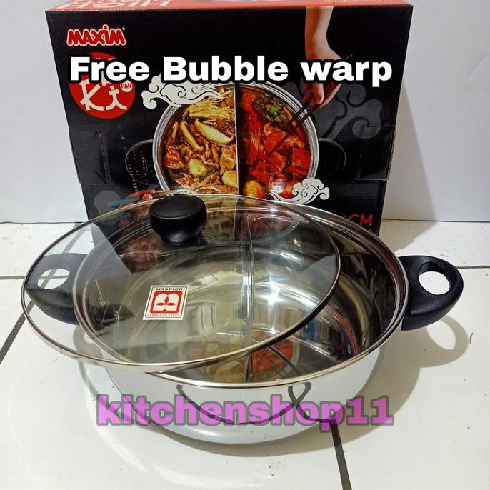 panci Shabu shabu sekat 2 / panci Suki stainless / sukipan maxim