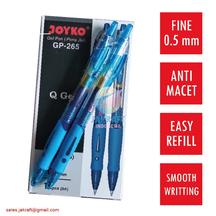 

MURAH Pulpen Gel Pen Klik JOYKO GP-265 Q GEL (Biru) 0.5 mm Setara Kenko K-1