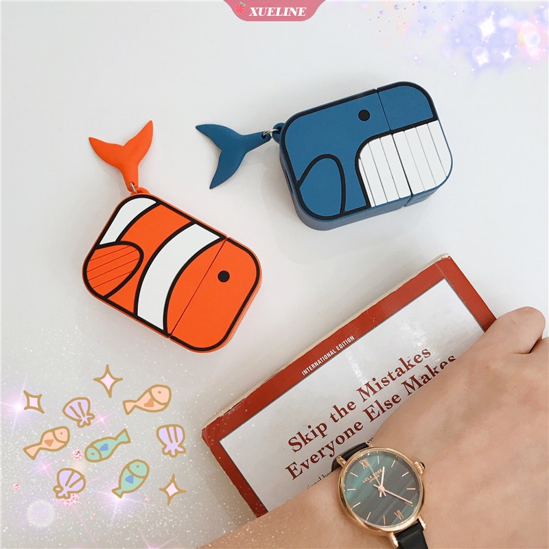 Casing Soft Case Silikon Motif Kartun Whale Untuk AirPods 1 / 2