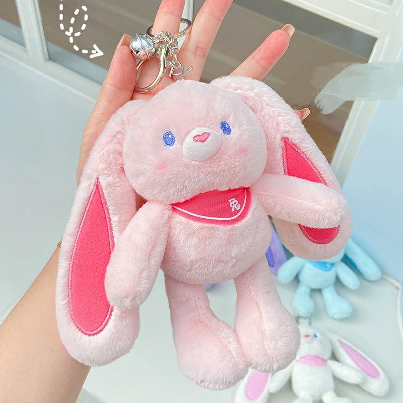 Gantungan Kunci Boneka Kelinci Bahan Plush Lembut Untuk Hadiah Anak Perempuan