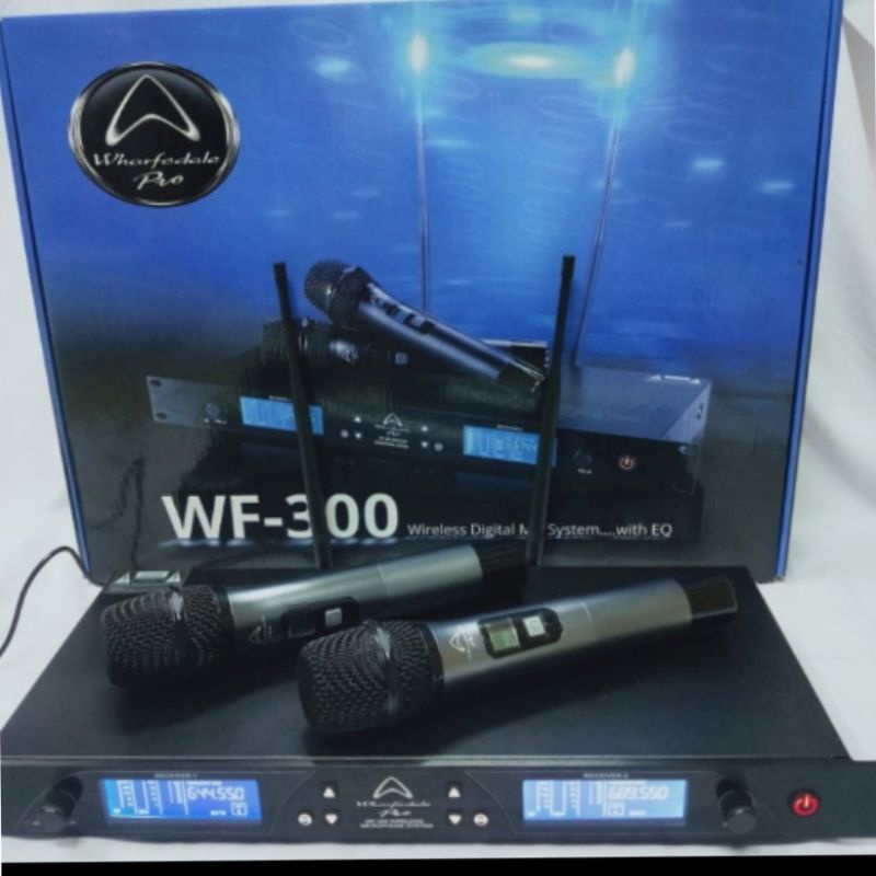 MICROPHONE WIRELESS WHARFEDALE WF 300 WF300 (2 MIC HANDHELD/PEGANG)